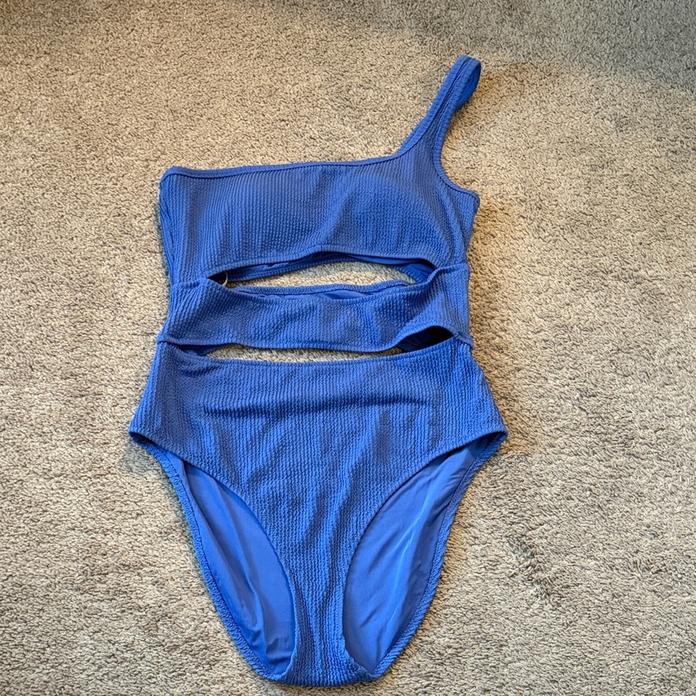 Aerie Blue One-Shoulder Cutout Swimsuit - Size Large